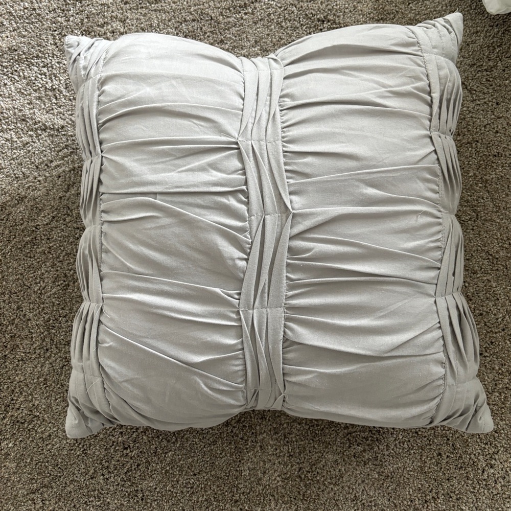 Gray Ruched Decorative Throw Pillow